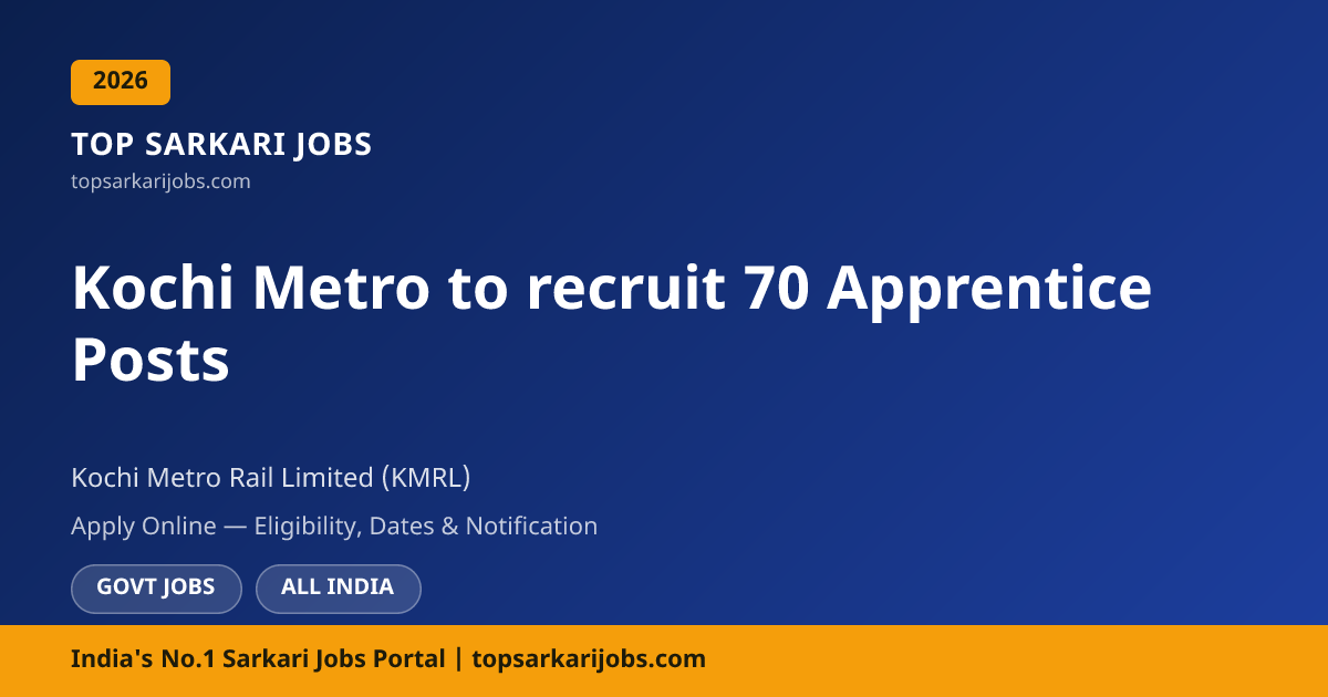 Kochi (70 (Indicative / Tentative) Posts) | Top Sarkari Jobs